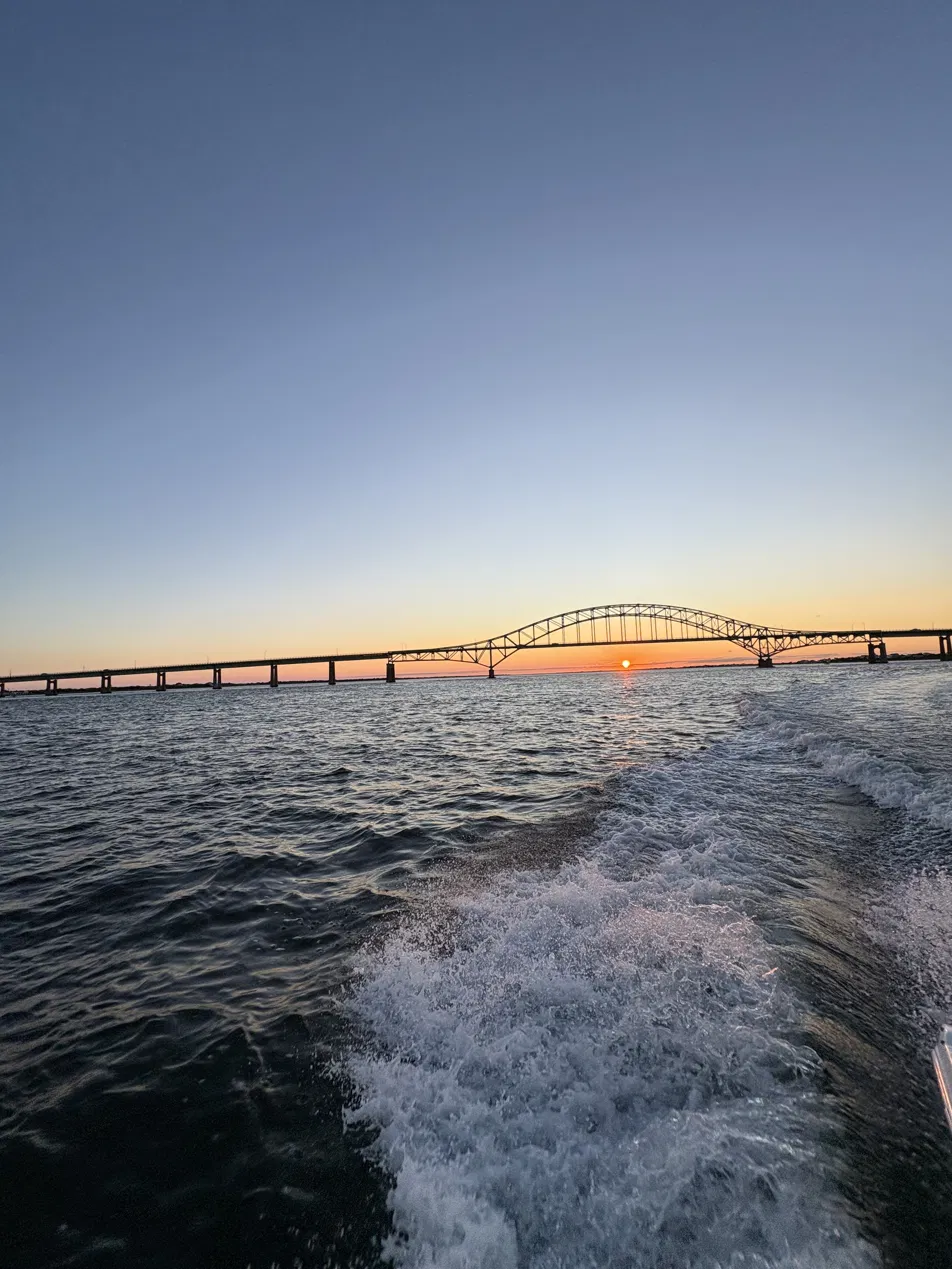 Long Island bridge at sunset